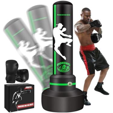 Imagem de Saco de pancadas independente para adultos, adolescentes e crianças, saco de boxe pesado de 177 cm com suporte com luvas de boxe, bolsa de kickboxing para MMA Muay Thai Fitness Taekwondo Boxe Traning