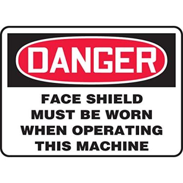 Imagem de Accuform Placa de segurança "Danger Face Shield Must Be Worn When Operating This Machine", Aluma-Lite™, 10 x 14 polegadas (MPPA018XL)