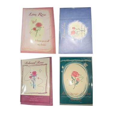Imagem de Fancyes 4 peças Os cartões de felicitações em 3D incluem cartões de flores de aniversário de presente do envelope para o engajamento de aniversário do dia dos