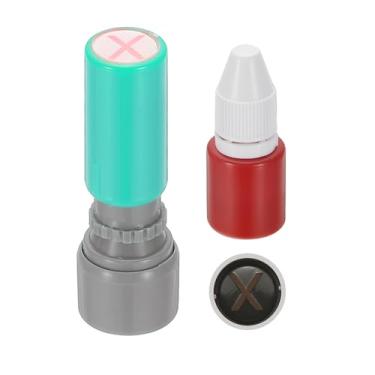 Imagem de PATIKIL Carimbos de letras, autotinta, alfabeto x professor, tinta vermelha para cadernos de aula, scrapbook, artesanato, verde