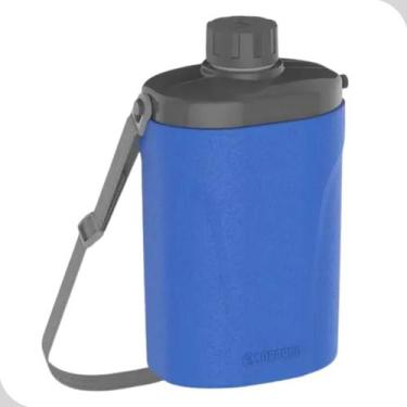 Imagem de Cantil Garrafa Isotermico Agua 1L Azul Com Alça Bebidas Com Trava Sopr