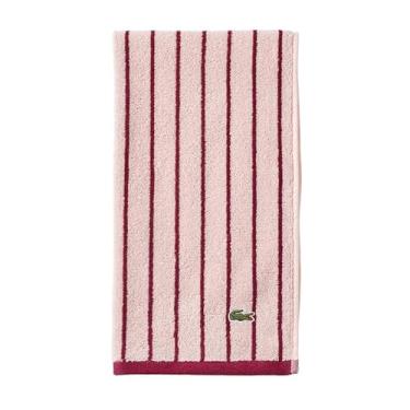 Imagem de Lacoste Toalha de marca central — Design listrado jacquard 100% algodão macio, leve, absorvente e durável, secagem rápida, rosa, toalha de mão de 40,6 cm x 76,2 cm