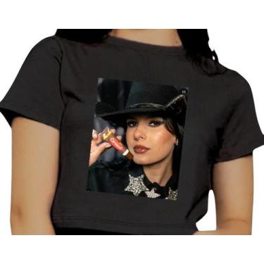 Imagem de Cropped Infantil Blusa Manga Curta Estampa Ana Castela Cantora Carmed 