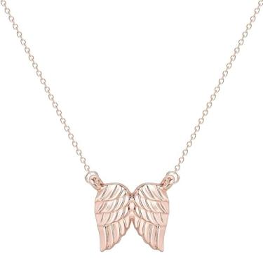 Imagem de coadipress Colar de asas de anjo delicado minimalista pequeno abraço do céu colar de asas de anjo presente para mulheres Guardian Angel Sympathy Condolence Gift for Loss Mom Dad, Middle, Liga de aço