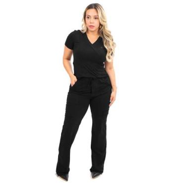 Imagem de Conjunto Pijama Cirúrgico Scrub Verona Preto Toque geladinho - Rachele