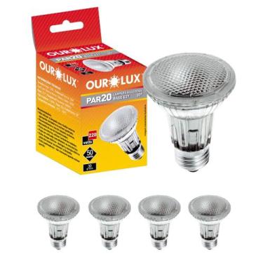 Imagem de 4 Lâmpadas Halógenas Ourolux PAR20 50W 220V E27 Luz Quente 2800K Amare