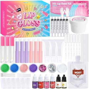 Imagem de Jcoos Kit Para Fazer Gloss Labial E Bálsamo Jcoos, Faça Seus Próprios Tubos De Labial, Base Hidratante, Glitter, Conjuntos Maquiagem Infantil Meninas, Presentes Divertidos Adolescentes