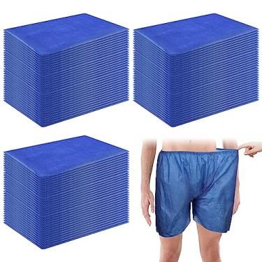 Imagem de CHWNIBAY Shorts Descartáveis Para Exames, 50 Unidades, Unissex, Com Elástico Não Tecido, Pacientes Médicos, Bronzeamento Artificial (Azul)