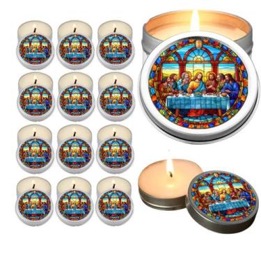 Imagem de 10 Velas Aromaticas Lembrancinhas Santa Ceia na Latinha Decoração Casa