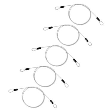 Imagem de PATIKIL Cabo de aço inoxidável revestido de vinil de 1/20.3 cm de diâmetro com laços, 5 peças de corda de fio flexível de 0,9 m (99 cm) Cadeado de corrente de segurança para iluminação de palco ao ar