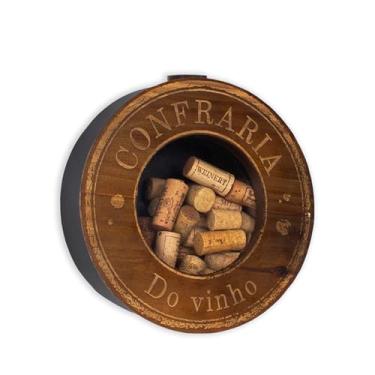 Imagem de Quadro Decorativo Porta Rolhas Vinho, Confraria, Quadro Metálico, Madeira - Geguton