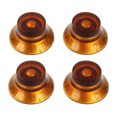 Imagem de Banworks Botões De Controle Guitarra Dos Anos 50, Imperiais 24 Splines, Volume 2 Tons, 6 Mm (15/64"), Sino Chapéu Alto Para Guitarras Elétricas Gibson Les Paul Lp Sg, Pacote Com 4 Jt/Xn-07 Amber