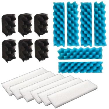 Imagem de Qzbhct Kit de almofadas brancas com filtro preto de espuma azul para aquário 18 peças compatível com sistemas de filtragem Hagen Fluval 406, 407