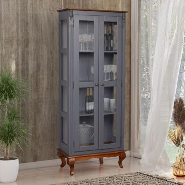 Imagem de Cristaleira 2 Portas Vidro Madeira Versalhes Cinza