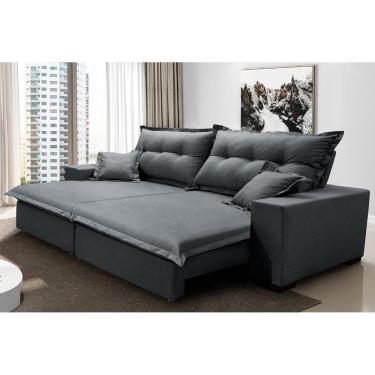 Imagem de Sofá Retrátil e Reclinável 3,12m com Molas Ensacadas Cama inBox Prime. Tecido Linho
