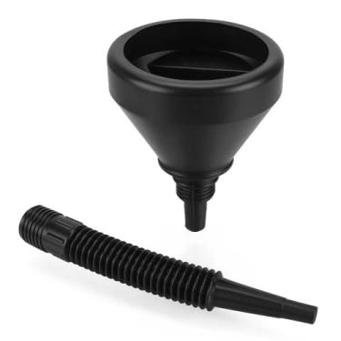 Imagem de 1 funil flexível - funil flexível de boca larga, funis de óleo de pescoço longo de plástico, funis automotivos e de motocicleta para óleo de motor, líquido, diesel, querosene, gasolina (preto)