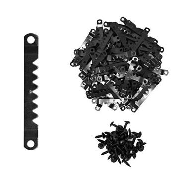 Imagem de Cabides para quadro Sawtooth – Cabides para quadro – Kit de ferramentas para pendurar imagens com parafusos para pintura em tela de madeira da Mandala Crafts 100 conjuntos grande preto