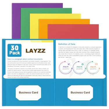 Imagem de Pastas com bolsos, pacote com 30 pastas de papel com 2 bolsos, pastas para papel tamanho carta, 6 cores sortidas, para escola, escritório e casa