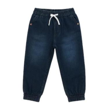 Imagem de Calça jogger jeans unissex de inverno  quentinha e moderna para crianç