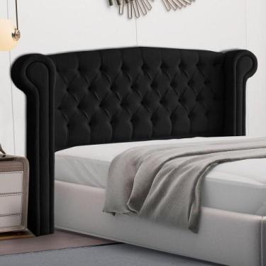 Imagem de Cabeceira Cama Box Casal King Size Adelle 195cm Com Frame Suede Preto 