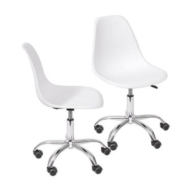 Imagem de Kit 2 Cadeiras Boxbit Dkr Eames Base Em Rodízio Branca