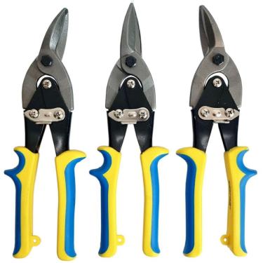 Imagem de Kit Tesoura Chapa Aviação Corte Reto Esquerdo Direito 10 Pol