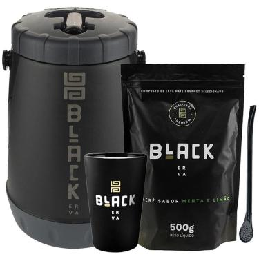 Imagem de Kit Tereré Black Erva Garrafa Cuia Bomba Erva Menta Limão