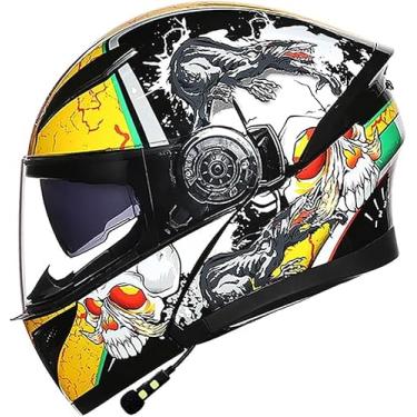 Imagem de Capacete Flip Up Front Bluetooth Capacete De Motocicleta Capacete Ti-collision Certificado Dot/Ece Com Viseira Solar Dupla D Fones De Ouvido Com Alto-falante Duplo Para Hom, G, L（57~58cm）