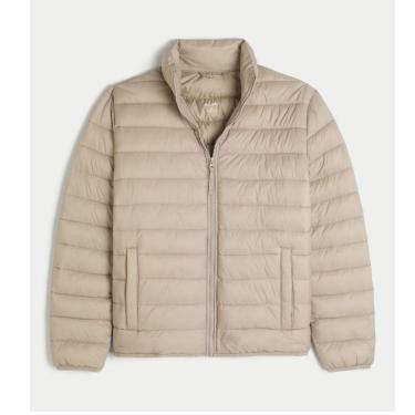 Imagem de Jaqueta Puffer Hollister Mock-Neck Masculina Bege