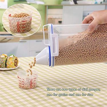 Imagem de Akozon Bin de Armazenamento de Arroz de 2 Kg - Caixa de Armazenamento de Grãos Portáteis Com Copo de Vedação e Medição - Tanque Selado para Arroz, Farinha, Grãos e Temperos Design Transparente (Cor