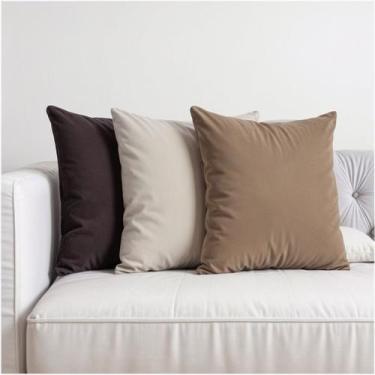 Imagem de 3 Capas Almofadas Veludo Sala Sofa Quarto 45x45 Tons de Azul e Verde -