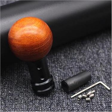 Imagem de Maçaneta De Mudança De Marcha De Madeira Universal Manual Redonda De Madeira Com 3 Adaptadores Substituição Da Cabeça Da Manopla De Nível De Mudança Para A Maioria Dos Veículo, Black