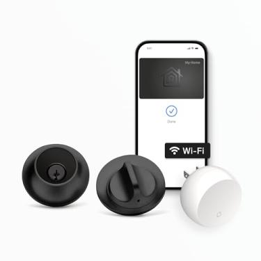 Imagem de Level Lock+ Connect Wi-Fi Smart Lock Plus Apple Home Keys - Controle remoto de qualquer lugar - Inclui chaveiros - Funciona com iOS, Android, Apple HomeKit, Amazon Alexa, Google Home (preto fosco)