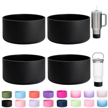 Imagem de LONPARRY Pacote com 4 botas de silicone para copo Stanley Cup Quencher IceFlow borracha protetor de manga inferior para copo Stanley Tumbler HydroFlask simples moderno Owala carro viagem copo garrafa