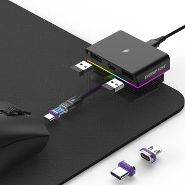 Imagem de Base de carregamento de mouse para jogos G Pro X Superlight 2 para Razer Viper V3 Pro (2024), PRO X Superlight 2 Lightspeed e mouse sem fio USB C universal carregador magnético de mesa RGB para sala