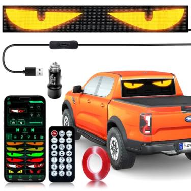 Imagem de CRILEAL Ojos LED para carro Luzes LED olho do diabo para carro tamanho 101.6 cm x 10.4 cm, adequado para caminhonetes grandes, caminhões e semirreboques, equipado com controle remoto e gerenciamento