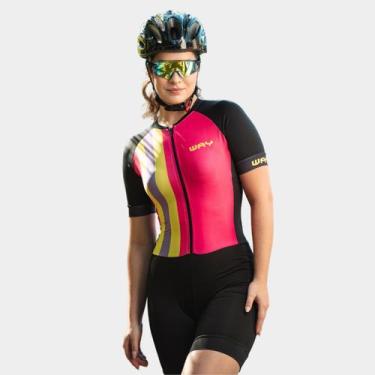 Imagem de Macaquinho de Ciclismo Feminino Forro Espuma Manga Curta Proteção Uv R