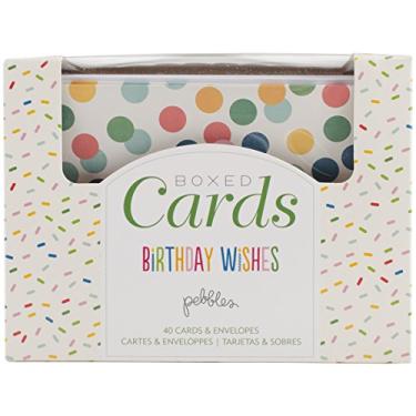 Imagem de American Crafts Cartões e envelopes Pebbles A2 369618 (11,5 cm x 13,5 cm) 40 pacotes - Desejos de aniversário