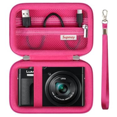 Imagem de Supmay Capa para câmera Panasonic LUMIX ZS99 Point and Shoot Camera/LX10 ZS200D ZS200 ZS80D ZS80 ZS100 ZS70 ZS60, bolsa protetora com bolso de malha para bateria, cabo de carregamento, rosered