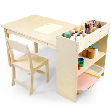 Imagem de bbgroundgrm Conjunto De Mesa E Cadeira Arte Infantil, Atividades Artesanato Em Madeira Bétula, Desenho Para Crianças Com Armazenamento 1