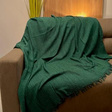 Imagem de Manta para Sofá King Size 3,00m x 1,80m – 100% Algodão | Protetor Decorativo Gigante e Confortável (King Verde Mesclado)