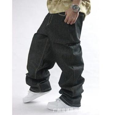 Imagem de Calça jeans masculina importada plus size, solta estilo hip hop cobra 