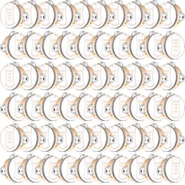 Imagem de Fiada Conjunto de 60 Pandeiros de casamento de 10 cm a granel para adultos Tambor de mão de madeira com jingles de metal, etiquetas de presente, pandeiro branco instrumento musical para lembrancinha