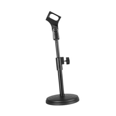 Imagem de YIJU Suporte para microfone de mesa, suporte compacto antiderrapante, altura ajustável, para microfone para concertos, cantos, reuniões e estúdio