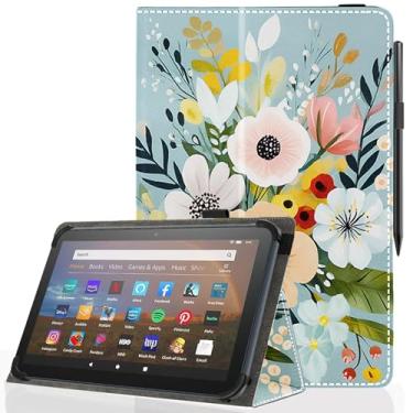 Imagem de Pudiceva Capa universal para tablet Android 10 de 10,1 polegadas, capa fina dobrável para tablet com tela sensível ao toque de 22,9 a 10,7 cm com suporte para caneta Stylus, flor 14