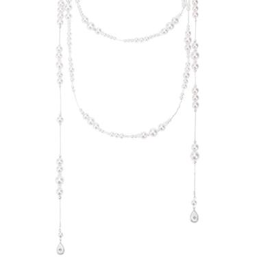 Imagem de IDOKAWA Colar feminino de 8 mm, imitação de pérola, colar longo delicado com vários fios para festa, bijuteria vintage, Banhado a ouro, Pérola