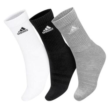 Imagem de Meia Adidas SPW CRW 35 ao 37 - Pack com 03 unidades Branco Cinza e Pre