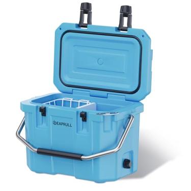 Imagem de Refrigerador rígido de 30 litros, caixa de gelo isolada segura gelo por mais dias, refrigerador portátil com alça, porta-copos, travas duplas para acampamento, bebida, praia, piquenique, pesca, barco