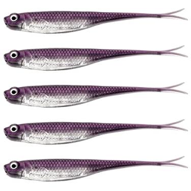 Imagem de QualyQualy Iscas de pesca macias Jerk Shad Minnow Drop Shot Lure Bait Shad Isca Shad Isca macia Jerkbait para Bass Trout Pike Walleye Crappie 12 cm 6 peças