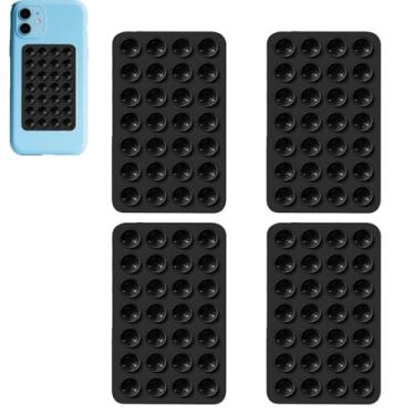 Imagem de Rookii 4 peças de montagem de capa de telefone de sucção de silicone, suporte de telefone de chuveiro espelho de brinquedo fidget mãos livres, vídeos e selfies Tiktok (preto)